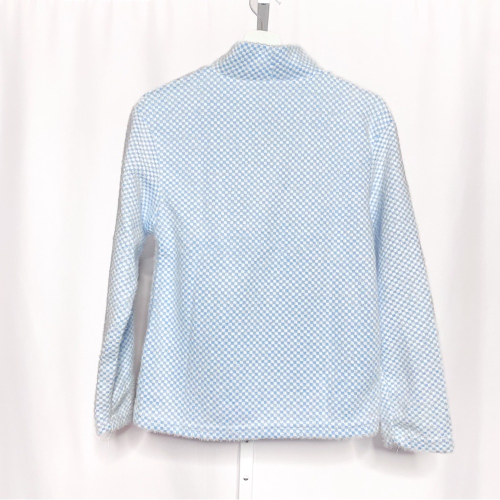 Zara Checkered Faux Fur Jacquard Mock Neck Top • S - Picture 5 of 5